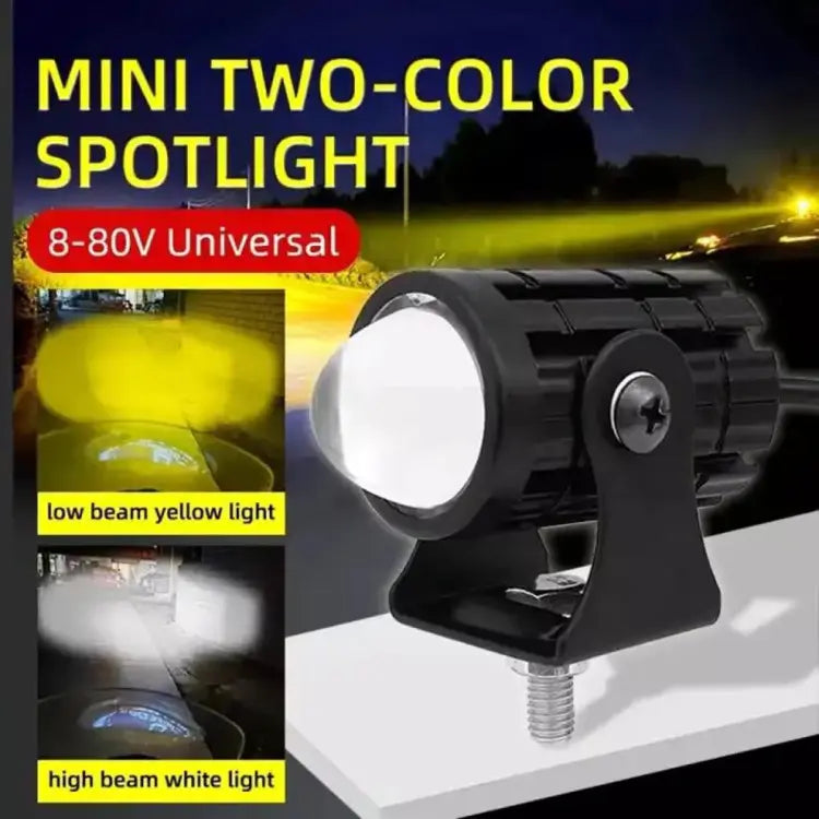 New Mini Driving Fog Light for All Motorcycle, Cars, Jeep Dual Function White-Yellow Lens Projectors Auxiliary Light 20w