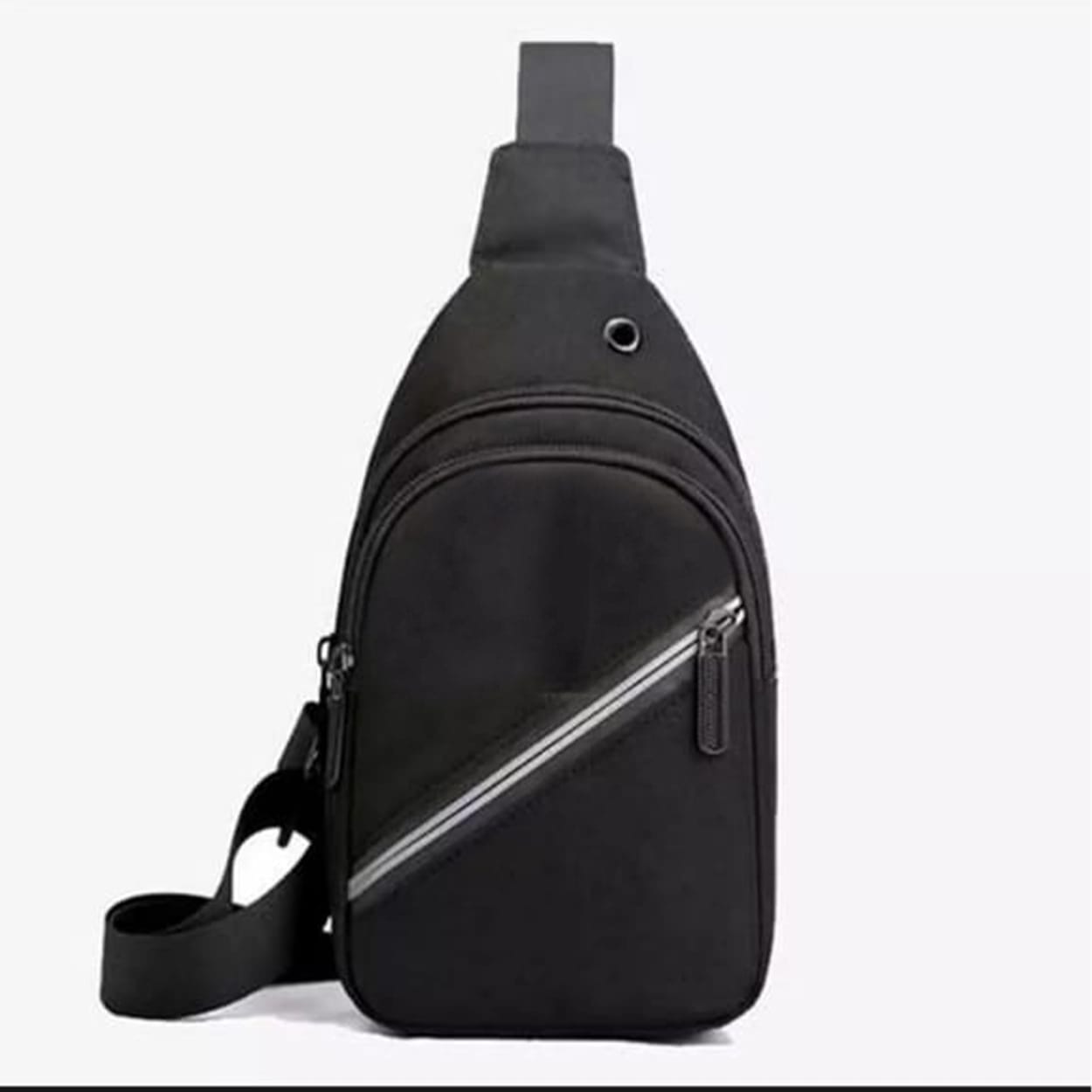 Waist Bag Men Waterproof Sling Bag Pack Waist Bag Large Capacity Hip Belt Cross body Shoulder Pouch Purse Men Chest Bag Side Bag Fanny Bag with Headphone Jack- For Men And Boys only Black color is Available