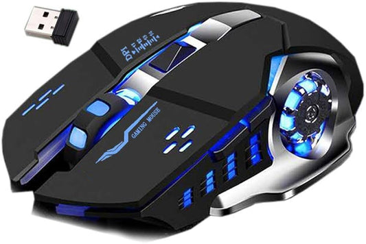 MICROWARE 2.4G Wireless Professional Gaming Mouse, Rechargeable with Color Changing LED, 6 Buttons - Precision and Style for Gamers