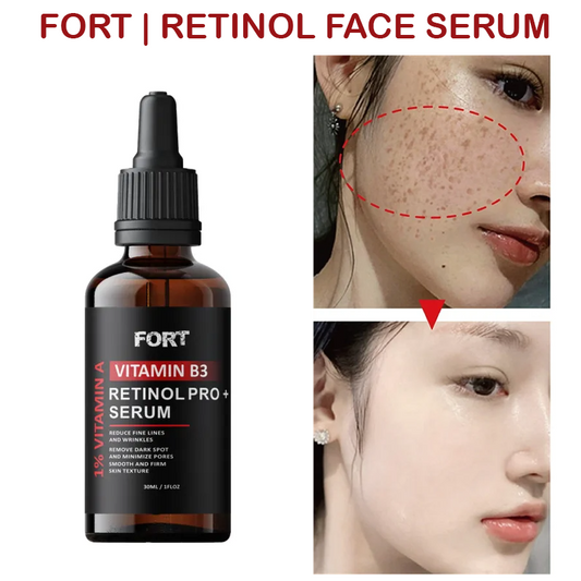 Fort 1 % Retinol Face Serum with Vitamin B3. Anti Aging Face Serum for Lines, Wrinkles & Premature Sun Damage to Resurface & Hydrate. Suitable for all skin types