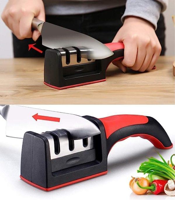 1pc Portable Knife Sharpener, Three Stage Knife Sharpener