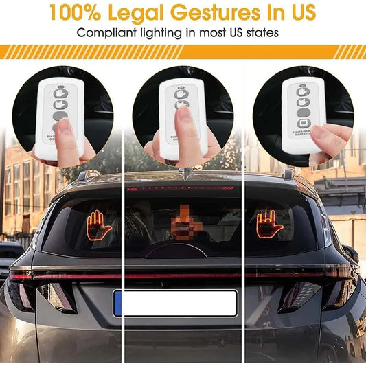 Funny Car Finger Light with Remote, Road Rage Signs Middle Finger Gesture Light,Auto Amber Middle Finger Warning Brake Light