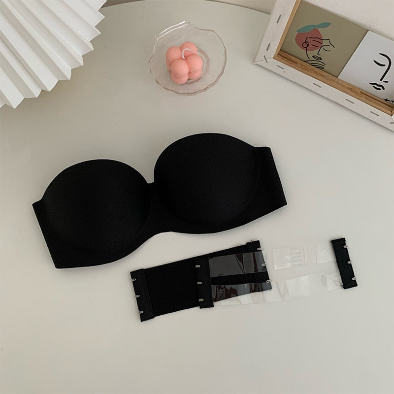 Women Sexy Strapless Anti-slip Bra Solid Invisible Push Up Bras Wireless Seamless Underwear Without Straps Bralette Lingerie