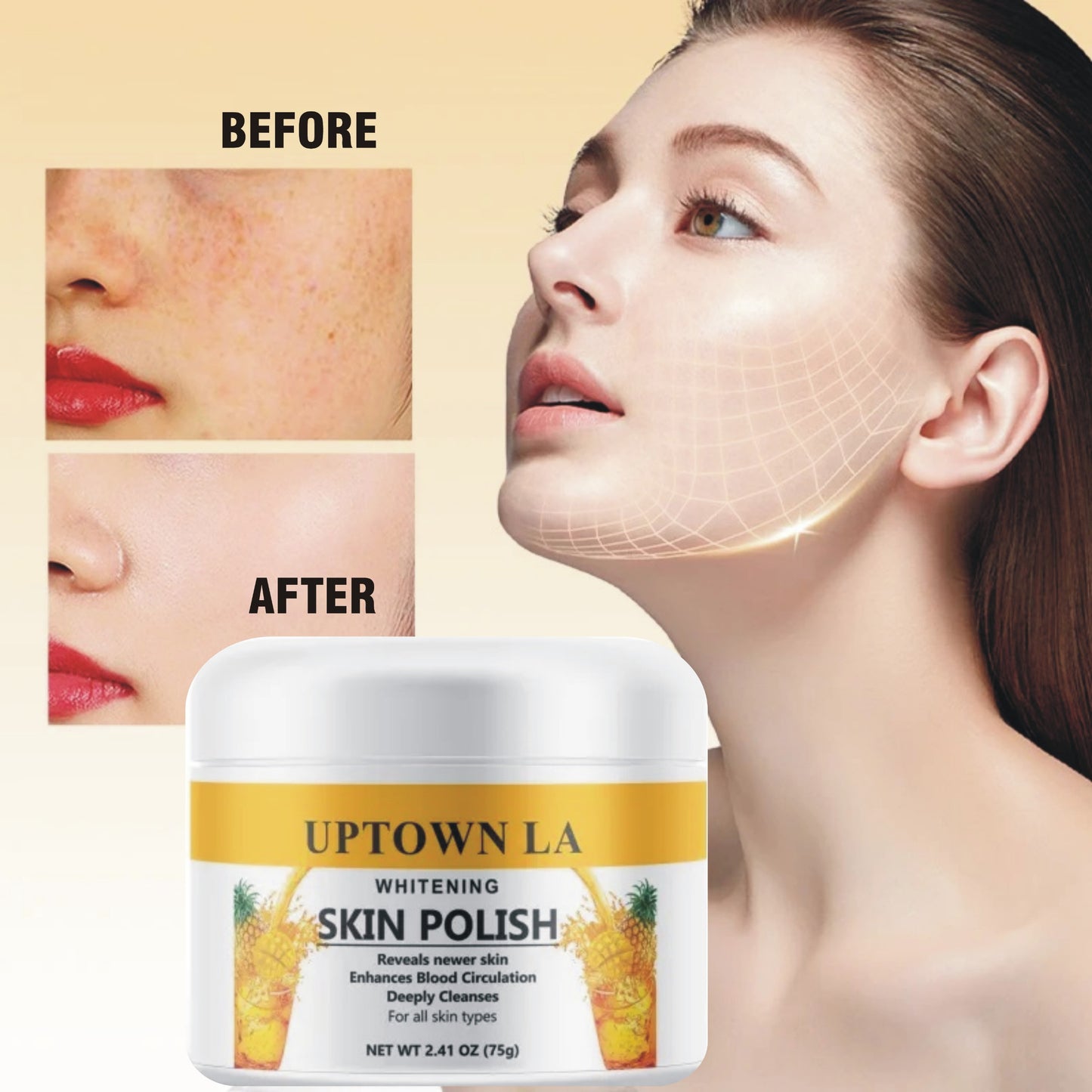 UPTOWN LA FACIAL WHITENING SKIN POLISH FOR ALL SKIN TYPES 75 ML