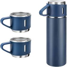 water bottle - steel water bottle - temperature water bottle - vaccum bottle - stainless Steel Vacuum Insulated Thermos 500ml (3pcs) With Extra 2 Cups Stainless Steel Thermal Bottle for Hot and Cold Beverages with Coffee Water Cup Travel Kit Perfect Gift