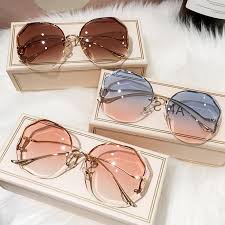 Fashion Gradient Sunglasses Women Brand Design Vintage Pilot Retro Shades Cutting Lens Gradient Sun Glasses Female UV400