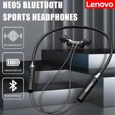 Lenovo He05 Wireless Bluetooth Neckband - Sweatproof Premium Quality Neckband - Best Sound and Mic Quality