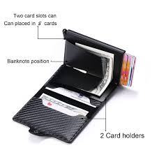 Credit Card Holder Men Wallet RFID Blocking Protected Aluminium Box PU Leather Wallets with Money Clip Bank ID Cardholder Case