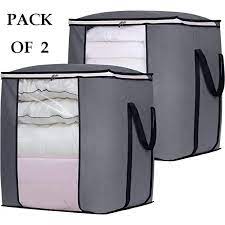 Mishbeeka PACK 1 TO 4 - Improved Quality LARGE Storage Bags Organizers Portable Bamboo Clothes Blanket Large Folding Bag