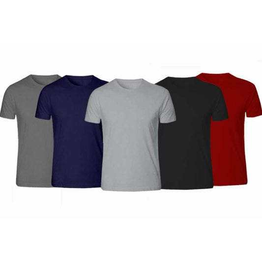 The Vintage Clothing Pack of 5 plain half sleeves Tshirt For Men for men